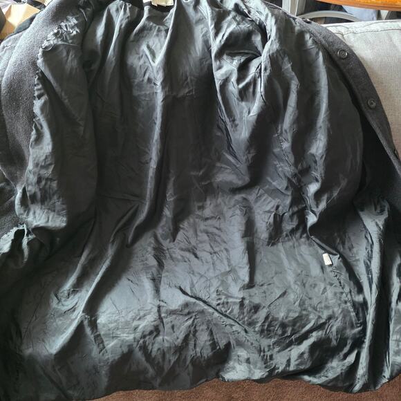 Andrea Charcoal Wool Coat Women’s 14P Hooded Velvet Trim Long Winter Jacket Vtg - Picture 12 of 12